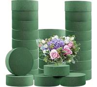 Mousse Florale Ronde - 20 Pièces | Mousse à Piquer pour Fleurs Fraîches & Séchées - Forme Cylindre Recyclable - Idéale pour Bouquet, Centre de Table, Mariage et Décoration (vert)