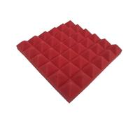 Mousse Insonorisante 12/24 pièces 2X12X12 pouces pyramide mousse acoustique insonorisant Absorption isolation traitement panneaux muraux coussin d'insonorisation(Red,24PCS)