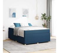 Mousse Moderne Design Minimaliste élégant Cadre en Bois ingénierie Bleu 160 | Cadre de lit avec matelas Bleu 160 x 200 cm tissu bois lit complet confortable chambre moderne sommier inclus