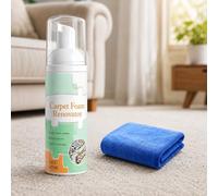 Mousse Nettoyante Tapis, Détachant Textile Sans Eau avec Serviette, 1PC | Nettoyage Moquette et Canapé Tissu, Mousse Active pour Éliminer les Taches avec Chiffon Réutilisable