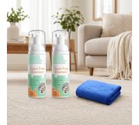 Mousse Nettoyante Tapis, Détachant Textile Sans Eau avec Serviette, 2PCS | Nettoyage Moquette et Canapé Tissu, Mousse Active pour Éliminer les Taches avec Chiffon Réutilisable