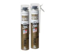Mousse polyuréthane de montage FOME FLEX Double - pistolable, double adaptateur, faible expansion, isolation thermique et acoustique, haute adhérence, remplissage et étanchéité, 2 x 750 ml