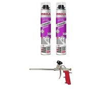 Mousse Polyuréthane Projetable - Isolation Thermique et Phonique Haute Performance - Mur, Toiture et Combles (Lot 2 mousses + 1 Pistolet)