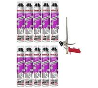 Mousse Polyuréthane Projetable par Pulvérisation - Isolation Thermique et Phonique Haute Performance - Mur, Toiture et Combles - Lot avec Pistolet et Nettoyant (Lot 10 mousses + 1 Pistolet)