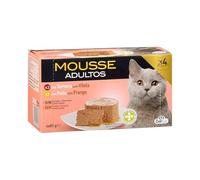 Mousse pour Chats Adultes, Poulet et Dinde avec Légumes, 4 Boîtes de 85g, Alimentation Complète