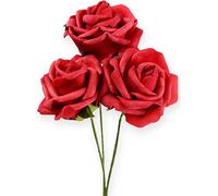 Mousse Roses Rouge Ø6cm - Set de fleurs artificielles pour la décoration, l'artisanat & les idées cadeaux - 27 pièces