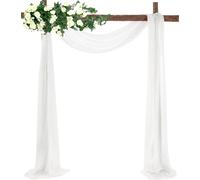 Mousseline de soie rideau de mariage arc draperie tissu, respectueux de l'environnement texture délicate Belle mariage décorations en plein air (1 Panels,Blanc)