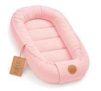 Réducteur de Lit Bébé 90x50cm en Coton, Cocon polyvalent pour Nid d'Ange Couffin et Naissance pratique et léger idéal pour le transport parfait pour filles et garçons Rose poudré Mousseline C