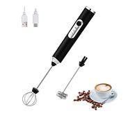 HYTTER Mousseur à lait électrique portable avec 2 têtes, fouet mélangeur à mousse avec USB rechargeable 3 vitesses, mélangeur de mousse pour latte, cappuccino, chocolat chaud, œuf (Noir)