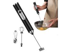 Mousseur À Café - Fouet Électrique Portatif À 3 Niveaux Avec Têtes - Mousseur de Cuisine Mélangeur à Boissons,pour la Préparation de Lattes, Blancs d'Œuf, Crème, Boissons et