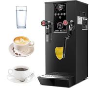 Mousseur à lait, 2 200 W, vapeur commerciale, 12 L, automatique, avec écran LED, chauffage rapide pour café, lait, thé au lait, maison/café, noir