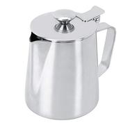 Mousseur à lait 350 ml, tasse de tasse de pichet d'art de moussage de café au lait en acier inoxydable avec couvercle