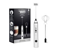 Bialetti Mousseur à lait 0006770 – Inox Argent Métal, réglable 3 niveaux, double fouet, charge USB