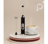 Mousseur à lait électrique à 3 vitesses rechargeable par USB avec fouet en acier inoxydable pour café, latte, cappuccino, matcha et chocolat chaud - Mélangeur à main (2 fouets)