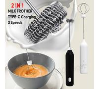 Mousseur à lait électrique chaud + batteur à oeufs sans fil type-c charge 3 vitesses Mini fabricant de mousse portable fouet à café outils de cuisine 306-W