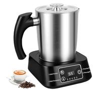 Mousseur à lait électrique - Mousseur 5-en-1, Pichet en acier inoxydable 500 ml, bol amovible et compatible lave-vaisselle, contrôle de la température, pour lait chaud et froid, cappuccino, latte