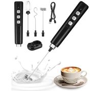 Mousseur à Lait Électrique,Mousseurs à Lait avec 3 Fouets,Réglable en 3 Vitesses,Mousseur de Lait Rechargeable USB,mini Fouet Electrique,Avec Base de Chargement,pour Café,Cappuccino,Chocolat Chaud