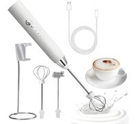 Mousseur à lait électrique rechargeable par USB, 3 fouets réglables, 2 fouets, support, shaker électrique pour latte, café, matcha, cappuccino, lait frother pour la maison et le bureau