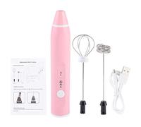 Mousseur à lait électrique rechargeable, shaker à lait portable, mélangeur à café, batteur à œufs avec 3 réglages de vitesse pour la maison, la cuisine, le café, le restaurant, en (Rose)