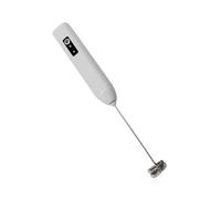 Mousseur à lait électrique sans fil, mini-mousseuse à café portable rechargeable USB-C en acier inoxydable avec fouet intégré(White)