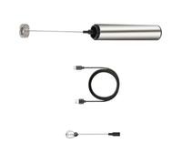 Mousseur à Lait Électrique USB Portable en Acier Inoxydable, Réglable | Têtes à Ressort Triple Couche, Câble USB et Couvercle, Usage Intérieur la Cuisine