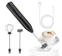 EBUYFIRE Mousseur à lait électrique Rechargeable avec 2 Fouets en Acier Inoxydable, Mini Fouet 3 Vitesses Réglables pour Café, Matcha, Latte Cappuccino, Chocolat Chaud, Céto, Noir