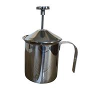 Mousseur à lait en acier inoxydable - Mousseur à pompe manuelle, double couche, couvercle résistant aux éclaboussures, pour cappuccino, latte, chocolat chaud, crème, , café, cuisine, maison