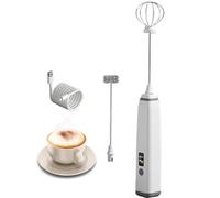 Mousseur a Lait,Liuer Mousseur à Lait Electrique Mousseur à Lait Rechargeable USB,avec Dual Fouet Tête avec Affichage LED 3 Vitesses Réglables,pour Café, Latte, Cappuccino, Matcha