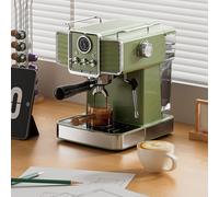 Mousseur à lait, machine à expresso, cafetière professionnelle 15 bars, avec réservoir d'eau de 1,6 L, bac d'égouttage et manomètre, 1350 W, pour cappuccino et latte