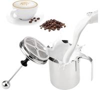 Mousseur à Lait Manuel, 800ml Acier Inoxydable Lait Frother Maille Double Pour Café, Latte, Café Chocolat Chaud Cappuccino, 20X10X9,5CM