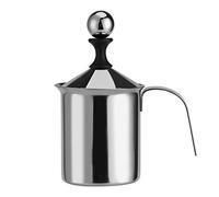 Mousseur à lait manuel, pichets à mousser le lait à main en acier inoxydable, mousse à cappuccino à double maille(400ml)