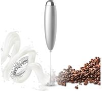 Mousseur à lait, mousseur à café, mixeur à main, moteur amélioré, fouet électrique durable, à faible bruit, mini mélangeur portable pour lait froid, café latte pare-balles, argenté