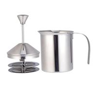 Mousseur à lait, mousseur à lait manuel, main en acier inoxydable avec double filtre fin pour la maison et le café, 800 ml