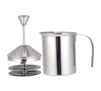 Mousseur à lait, mousseur à lait manuel, main en acier inoxydable avec double filtre fin pour la maison et le café, 400 ml