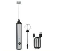 Mousseur à lait portable rechargeable avec support en acier inoxydable, fouet à café électrique réglable à 3 vitesses, mélangeur sans fil de type C pour latte, cappuccino, crème