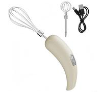 Mousseur à lait portable rechargeable par USB et batteur à œufs électrique avec 2 fouets amovibles 5 vitesses pour café, latte, crème et pâtisserie (beige)