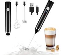 Mousseur à lait portable, rechargeable par USB, pour café, 3 vitesses, mini mousseur à lait avec 2 fouets pour café, latte, cappuccino, chocolat chaud