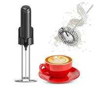 Mousseur à lait rechargeable portable avec pochoirs - Support mural ou USB en acier inoxydable pour cuisine, café, bar - Fouet électrique mélangeur à main pour latte, cappuccino, frappe, œuf protéiné en poudre
