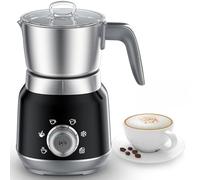 Mousseur et Chauffe-Lait Électrique 6-en-1 avec Tasses Détachables, Préparateur Automatique de Mousse Froide et Chaude pour Lattes/Cappuccinos/Chocolat Chaud, Lavable au Lave-Vaisselle