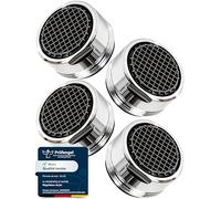 Mousseur pour Robinet M24 en Laiton Chromé avec Filtre Anticalcaire (Lot de 4) - Aerateur Robinet Economie d'Eau - Économisez Jusqu'à 60% d'eau et d'énergie - Débit d'eau 5 L/min