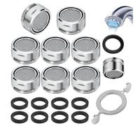 Mousseur Robinet M24,8 Pièces Aerateur Robinet Economie Eau Avec Filtre en Acier Inoxydable et ABS,Livré avec 8 Joints et 1 Clé pour Robinets,Économiseurs d'eau Bubbler de Bain et Cuisine