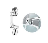 Mousseur Robinet, Rallonge Robinet Magique Pivotant, Aérateur de Robinet Rotatif à 1080°, Embout Robinet Cuisine, avec Douchette Adaptateur Economiseur D'eau Pour Robinet Salle De Bain lavabo (Argent)