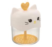 Mousseur Visage Chat Cartoon Jaune, Plastique Transparent 11x7,5 CM | Pression Simple D’une Main, Mousse Rapide et Visible, Format Voyage, Usage Quotidien, Âges