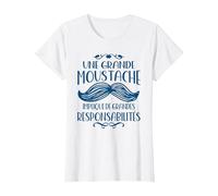 Moustache Bleue Prévention Cancer Prostate & Responsabilités T-Shirt, Femme, Blanc, L
