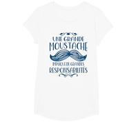 Moustache Bleue Prévention Cancer Prostate & Responsabilités T-Shirt, Fille, Blanc, M