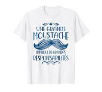 Moustache Bleue Prévention Cancer Prostate & Responsabilités T-Shirt, Homme, Blanc, 4XL
