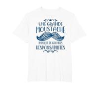 Moustache Bleue Prévention Cancer Prostate & Responsabilités T-Shirt, Homme Grandes Tailles, Blanc, 2X Tall