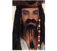 Boland – Moustache et barbe de pirate 01811 – 2 éléments – Fibre synthétique, autocollant – Noir