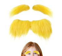 Moustache et Sourcils Jaunes | Accessoires de Photographie Autocollants drôles Jaunes - Fausse Barbe de Noël, Accessoires de fête de Vacances, feu de Camp d'automne, événements, , Cosplay
