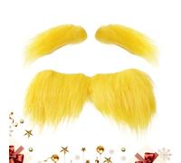 Moustache et Sourcils Jaunes | Accessoires de Photographie Autocollants drôles Jaunes | Moustache et Sourcils de Noël | Accessoires de fête de Vacances Feu de Camp d'automne Événements Co